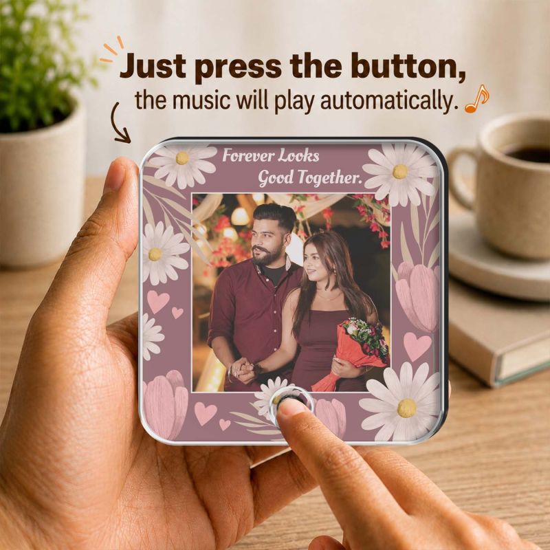 Birthday Gift for Wife Husband Girlfriend Boyfriend Personalized Musical Fridge Magnet with Custom Photo and Song Memory Couple Photo Fridge Magnet